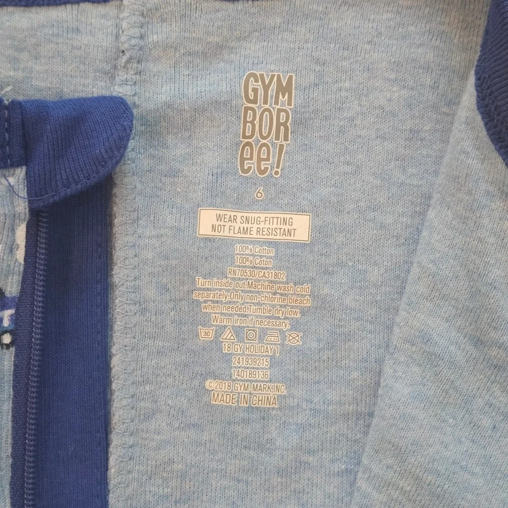 Gymboree Train Pajamas Kids 6 Blue Mountain Print NEW Cotton Zip One Piece Sleep